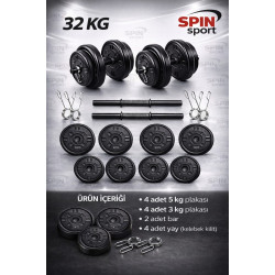 32 KG Ağırlıkları Ayarlanabilir Dambıl Seti