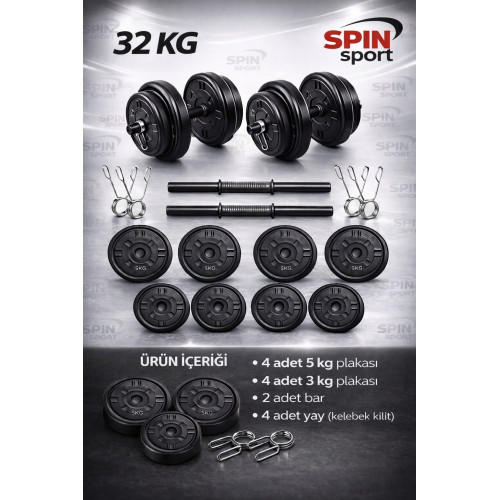 32 KG Ağırlıkları Ayarlanabilir Dambıl Seti